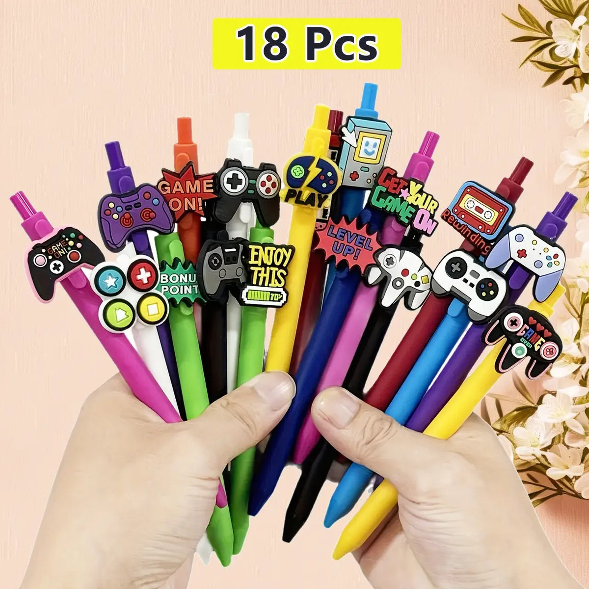 6/12/18 Pcs Fun Ballpoint Pens, Game Controller Theme Retractable Pens, Student Adult Emotional Support Gift For Back To Scho