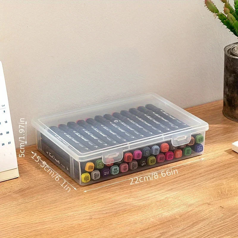 Large Capacity Pencil Case Transparent Plastic Notebook Sketch Marker Colored Lead Painting Storage Box, Back To School Suppl