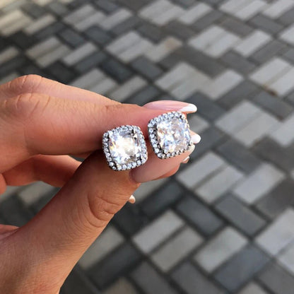 CAOSHI Luxury Women's Stud Earrings for Party Dazzling Pink/White/Yellow Zirconia Accessories Exquisite Design Jewelry Chic G
