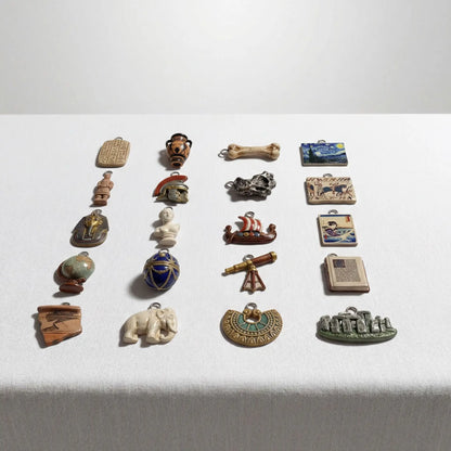 Mini World History Antique Figurine Charms Artifact Pendant, Vintage Ornaments For Necklace Bracelet Bag DIY Jewelry Making