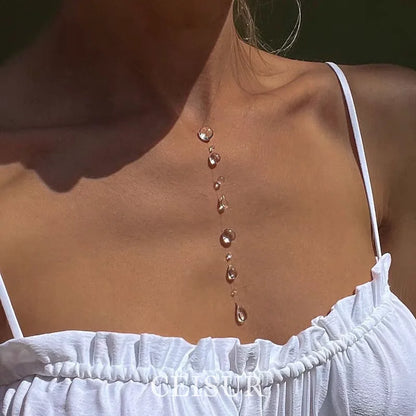 Clear Dewdrop Tassel Series Necklace Minimalist Drip Glue Beads Clavicle Chain Women Holiday Niche Trendy Jewelry