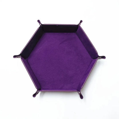Hexagonal Felt Dice Tray Foldable Storage Box Game Tray Desktop Storage Box Jewelry Tray - PURPLE