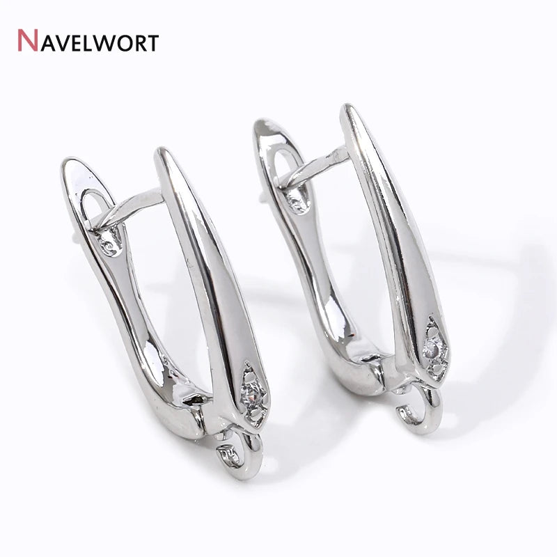 18K Gold Plated Brass Metal Earwires Basic Fasteners,Earring Fixtures,Inlaid Zircon Earring Hooks,Earring Making Supplies