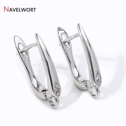18K Gold Plated Brass Metal Earwires Basic Fasteners,Earring Fixtures,Inlaid Zircon Earring Hooks,Earring Making Supplies