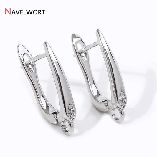 18K Gold Plated Brass Metal Earwires Basic Fasteners,Earring Fixtures,Inlaid Zircon Earring Hooks,Earring Making Supplies