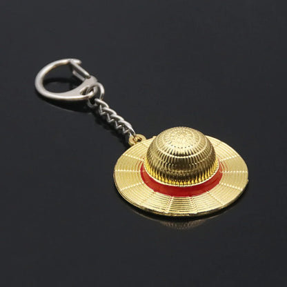 Classic Anime Keychain Straw Hat Pendant Metal Key Chains For Fans Cosplay Keyrings Accessories Jewelry