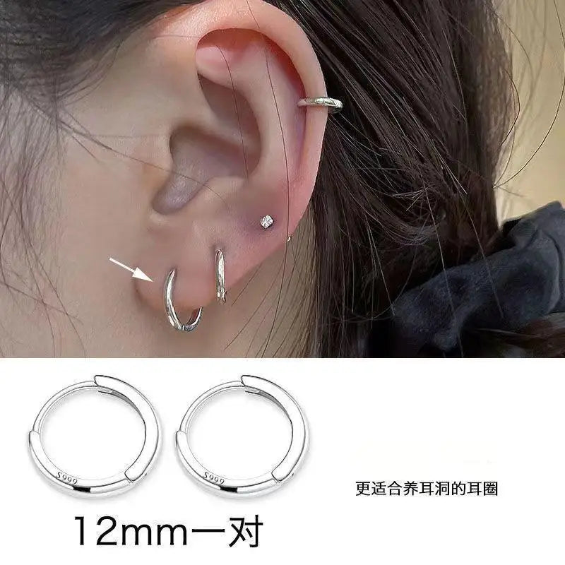 3Pair Stainless Steel Minimalist Huggie Hoop Earrings for Women Gold Color Tiny Round Circle 8/10/12mm Punk Unisex Rock Earri