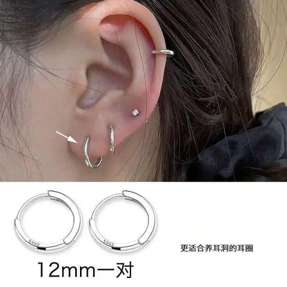 3Pair Stainless Steel Minimalist Huggie Hoop Earrings for Women Gold Color Tiny Round Circle 8/10/12mm Punk Unisex Rock Earri