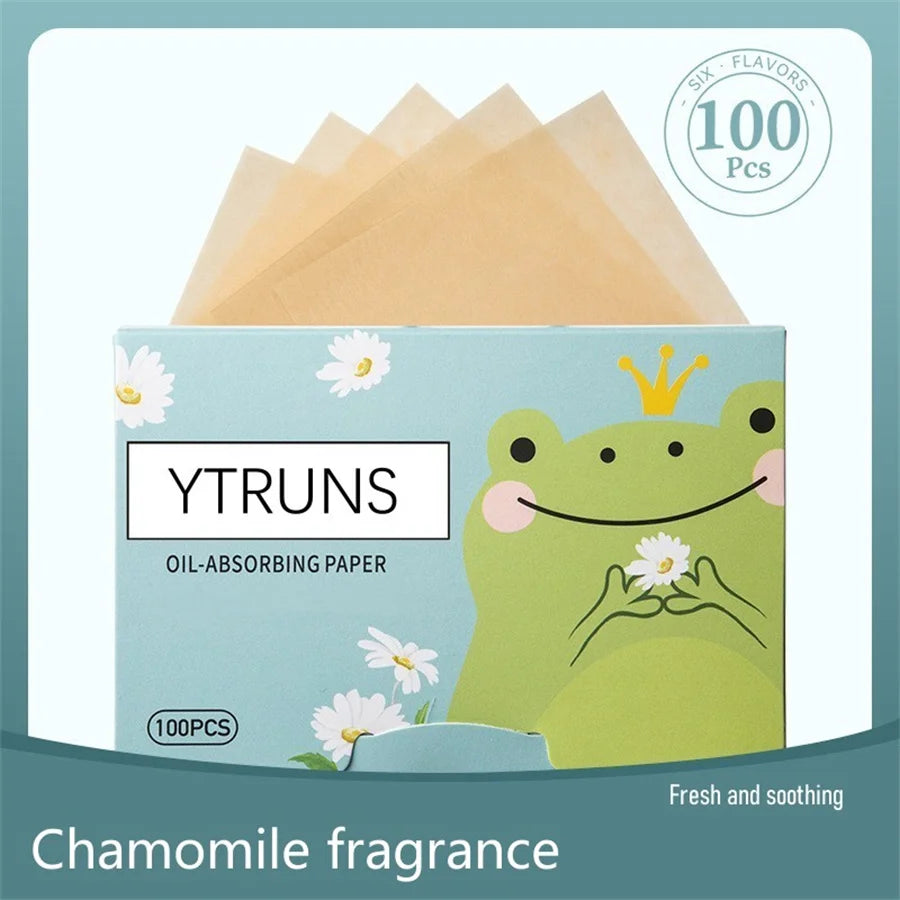 Green Tea/Gardenia/Chamomile/Lavender/Rose/Bamboo Charcoal 100pcs Boxed Fragrance Oil Absorbing Paper for Men and Women Face 