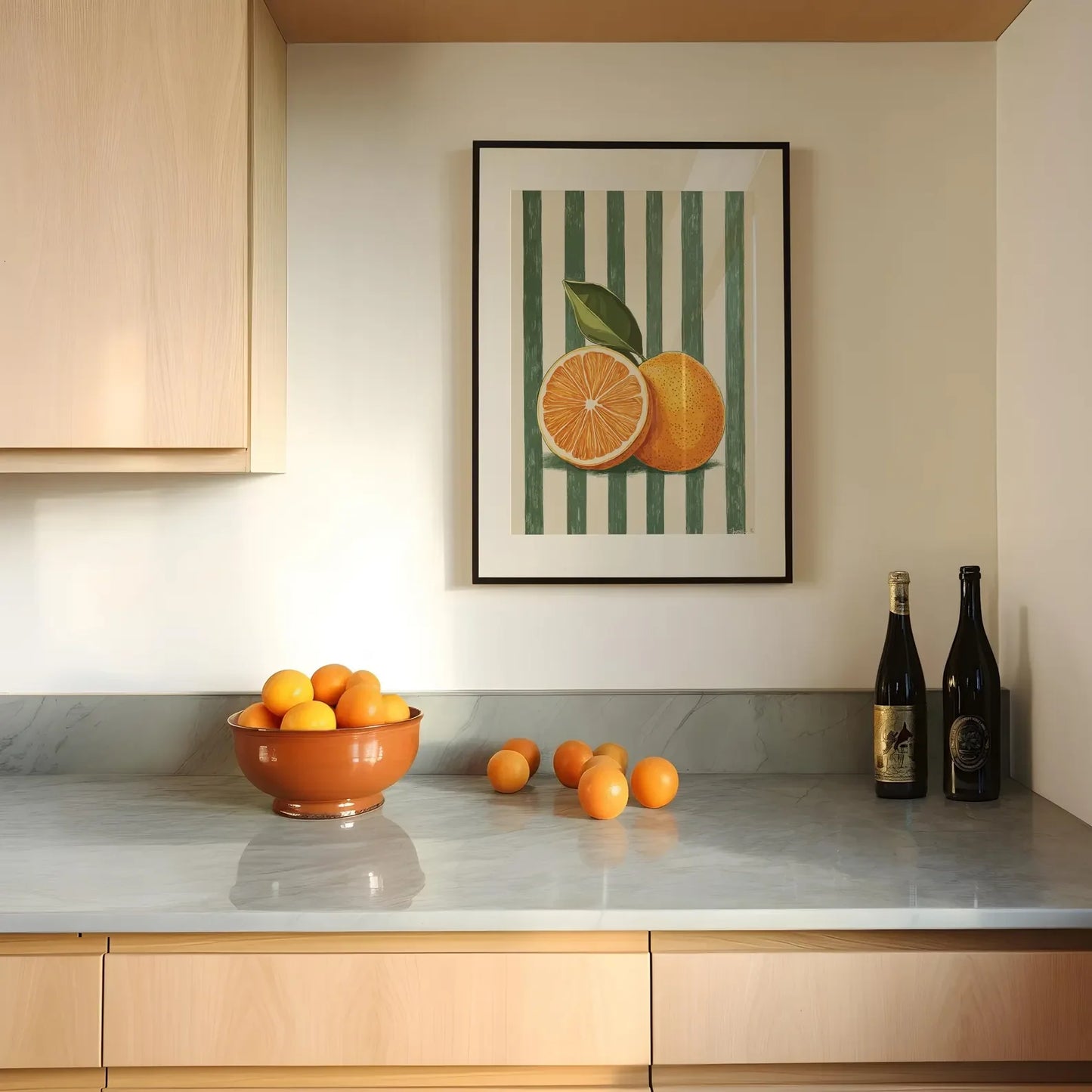 Orange Wall Decor, Orange Fruit Poster, Farmhouse Kitchen Art Painting, Kitchen Prints, Trendy Food Art, Retro Kitchen Art, F