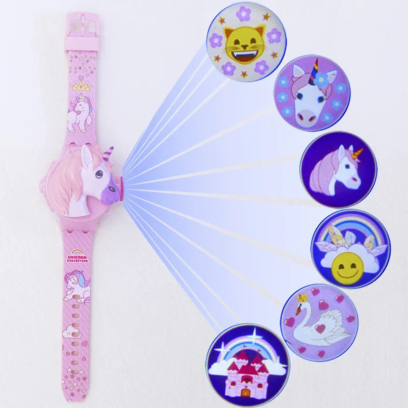 3D Cartoon Stitch Kids Watches For Girls Projection Unicorn Mickey Children Watch Digital Clock Gift montre enfant - 6ty-djs