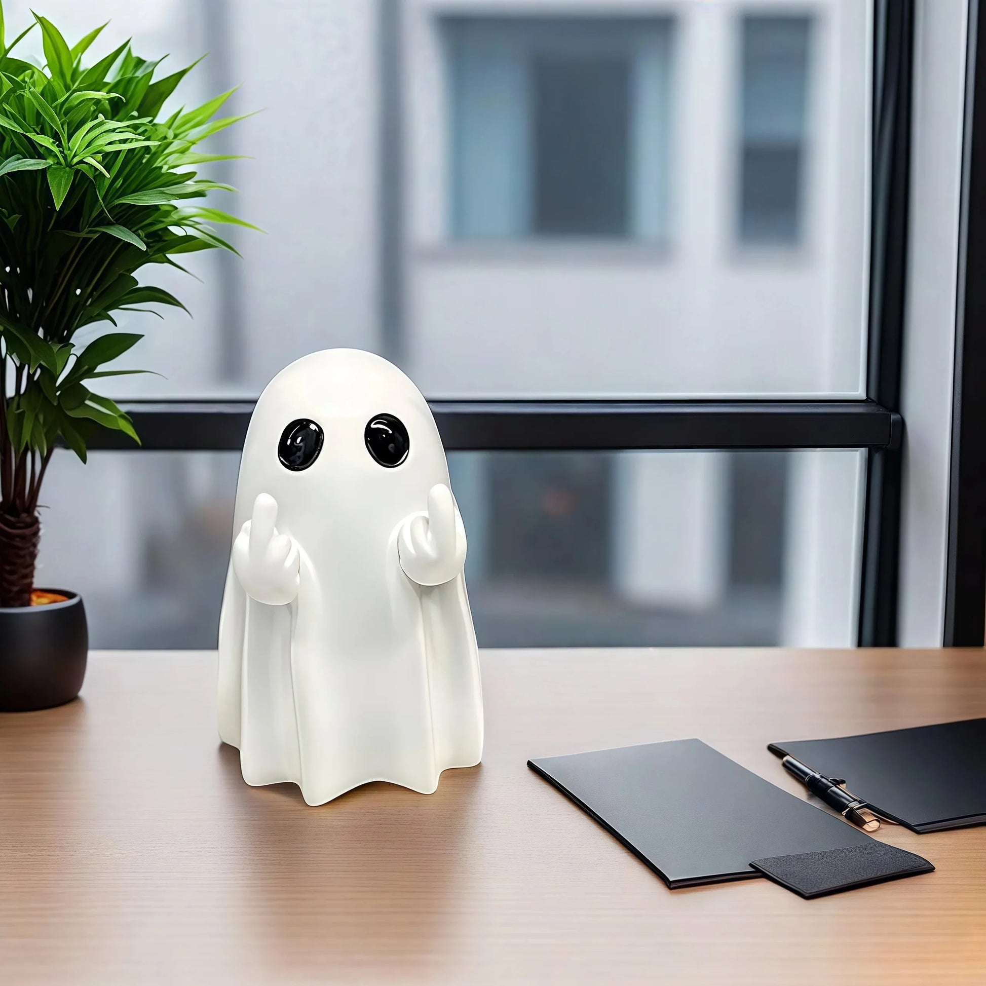 Middle Finger Cute Ghost Statue, Ghosts Small Scary Ghost Figurines, Halloween Home Decorations, Coffee Table Centerpieces Sh