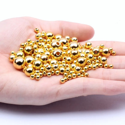 3mm-12mm Gold Plated/silver Plated Pearl Acrylic Beads Round Pearl Spaced Scattered Beads For Jewelry Making Diy
