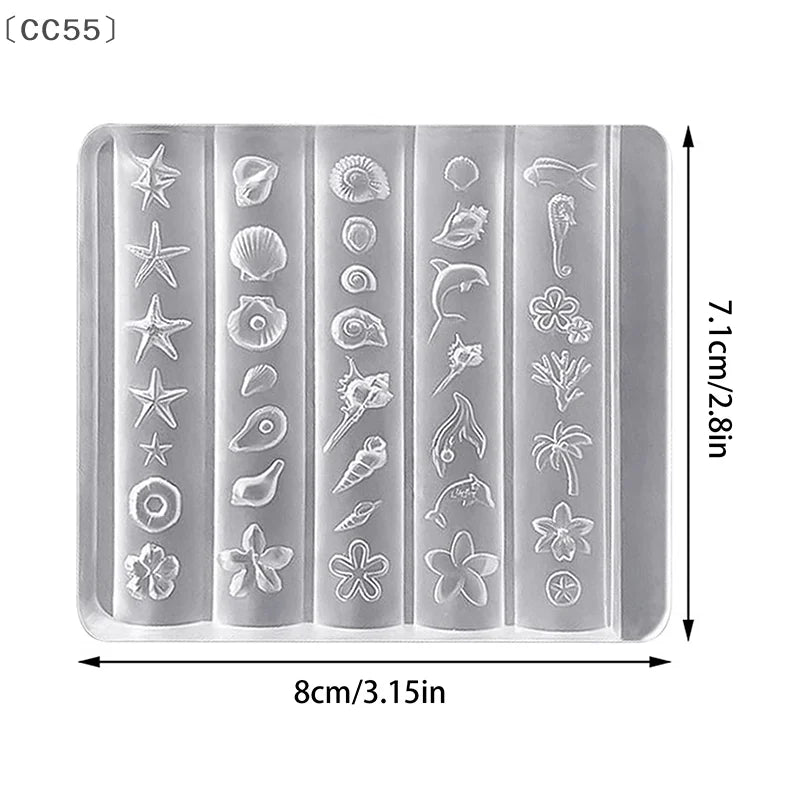 〔CC55〕Lily Flower Sea Shell Conch Coral Starfish 3D Acrylic Nail Mold Nail Decorations DIY Silicone Manicure Mold Nail Art Mo