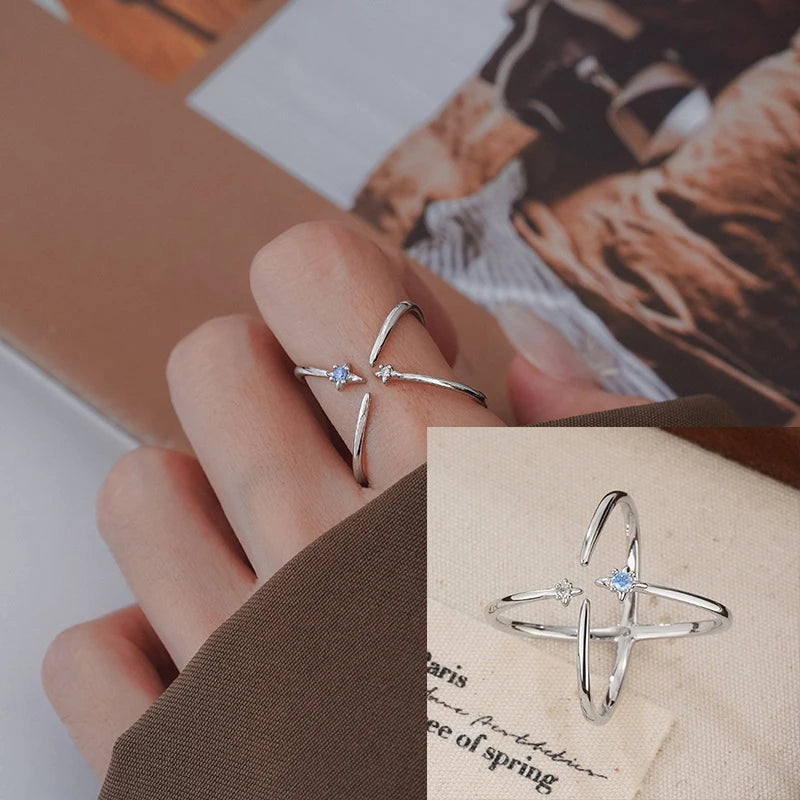 VENTFILLE 925 Sterling Silve Flower Ring for Women Gift Hollow Out Design Retro Hip Hop Versatile Jewelry Party Gift