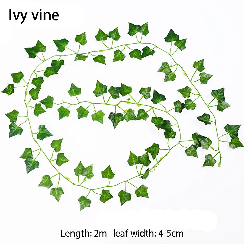 2/4/8/10M Artificial Ivy Leaves Garland Hanging Vines Fake Plants Outdoor Greenery Wall Decor Festival Garden Home Party Deco