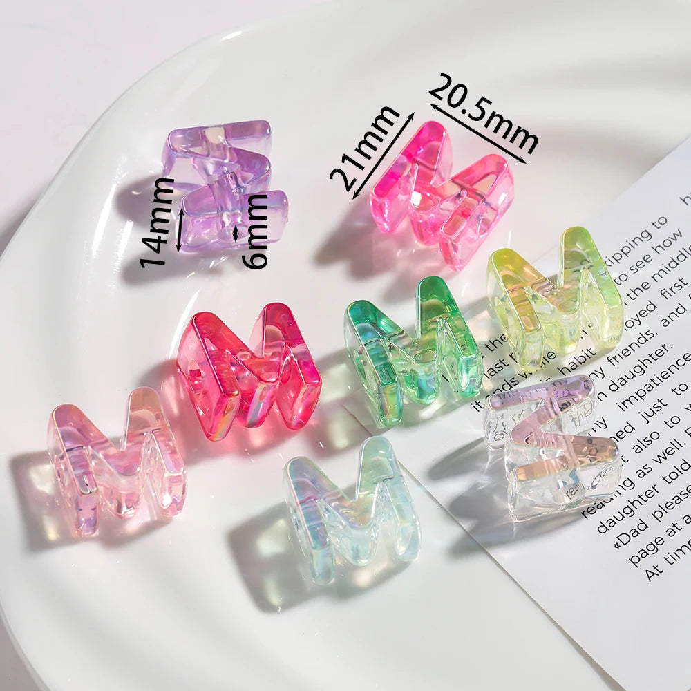 5pcs/lot Multicolour Random Letter Beads Acrylic Transparent Alphabet Bead For Jewelry Making DIY Necklace Keychain Accessori