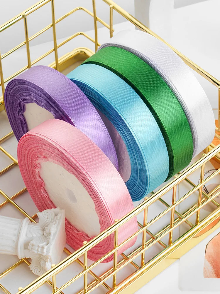 Wusmart 22Meters/Roll 1.5cm Single Face Satin Ribbon DIY Handmade Crafts Fabric Christmas Wedding Decoration Silk Ribbons