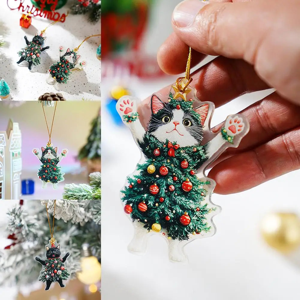 Christmas Decoration Animal Cats Playful Hanging Decoration Realistic Vibrant Cute Colorful Party Supplies Home Decor Kids Gi