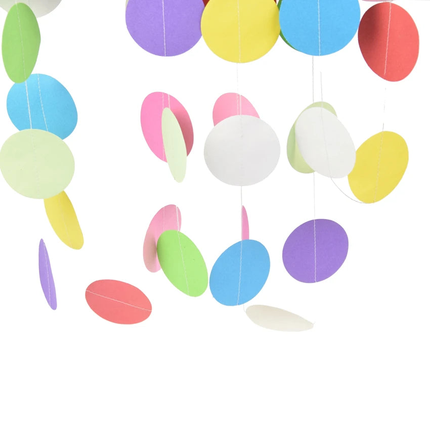 400cm Pink White Flag Banner Circle Paper Bunting Garland, Extra Sparkle for Wedding Teepee Deco Birthday Party Nurser
