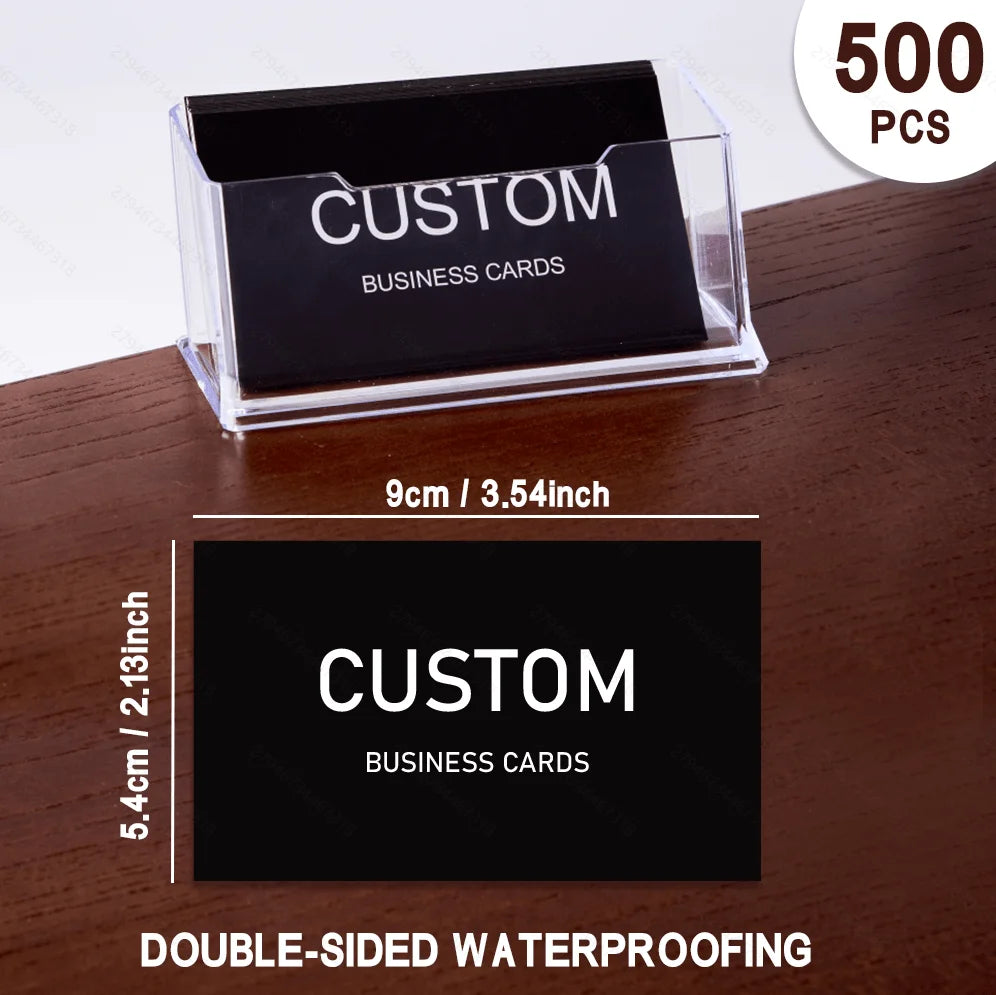 200/500/1000pcs Customizable Cards, Personalized Business Cards with Acrylic Storage Box, Matte Film Thank You Invitations - 