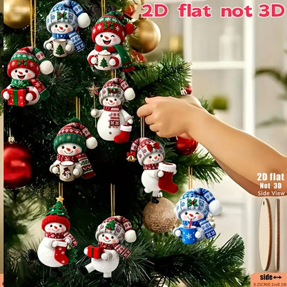 15 Pieces in a Random Assortment of Styles, Christmas Snowmen in Various Poses Holding Christmas Gifts, Handmade Christmas Ha