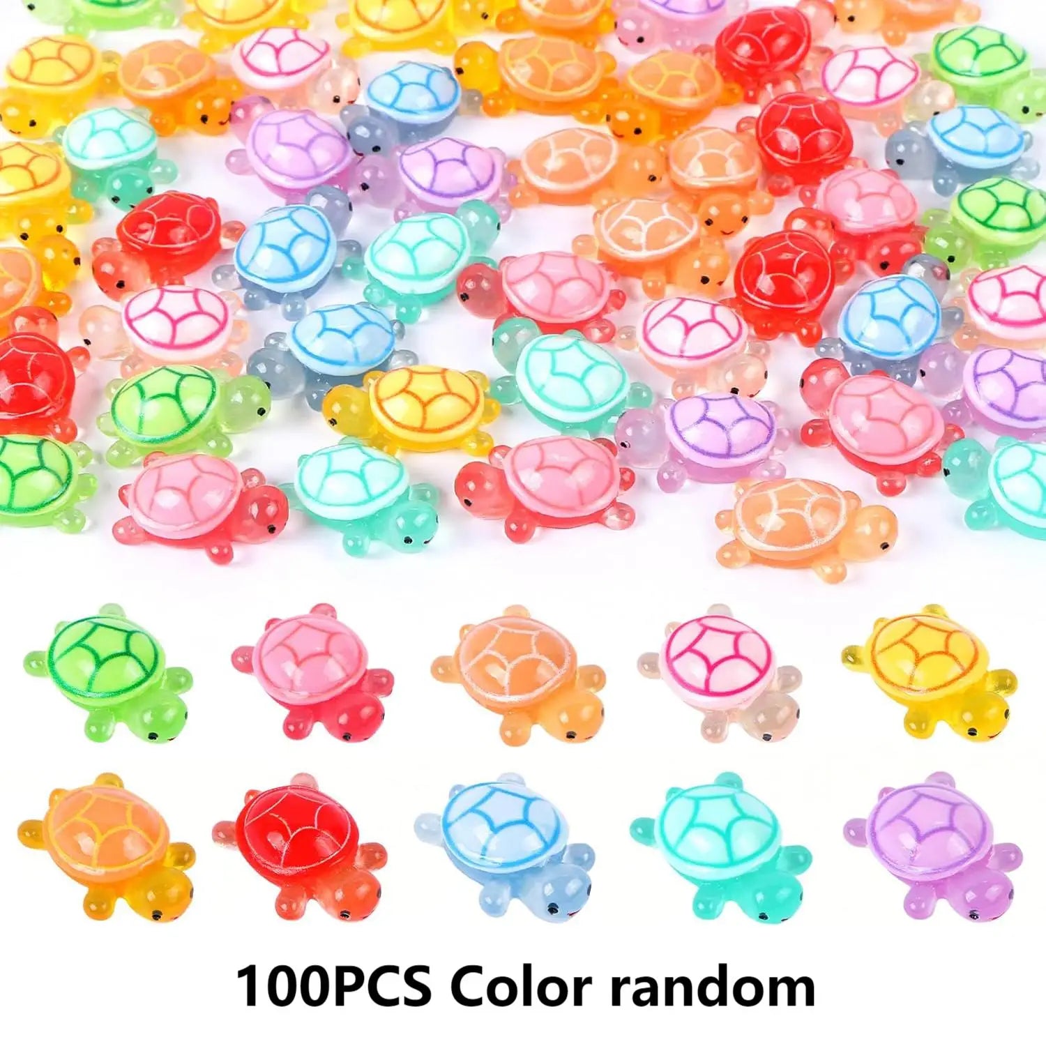 50/100 Pcs Cute Mini Luminous Turtle Ornaments Glowing in The Dark Miniatures Turtle Micro Landscape Home Decor Gift - 100PCS
