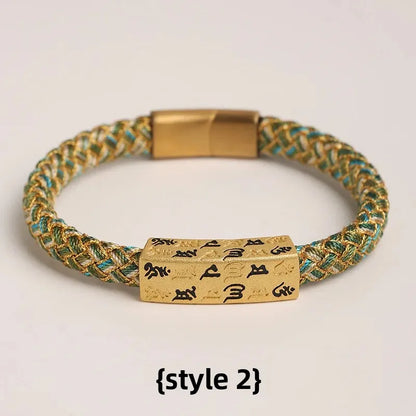 Six-character Mantras Amulet Hand Rope Patron Saint Life Year Chinese Style Fashion Lucky Bracelet Tide Hand-woven Multi-colo