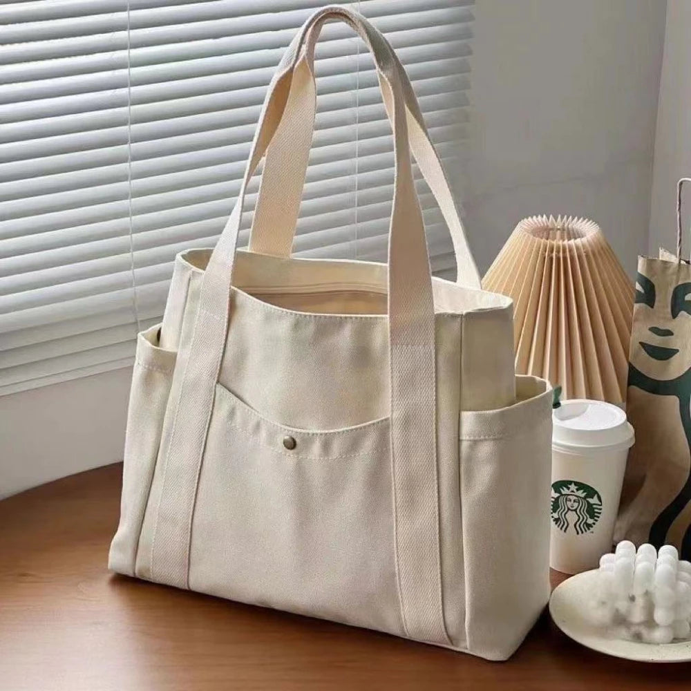 Large Capacity Canvas Tote Bags for Work Commuting Carrying Bag College Style Student Outfit Book Shoulder Bag Shopping Bag -