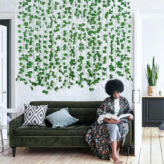 12 PCS Total 9.6m/377.9inch Ivy Garland for Home Living Room Wall Decoration Artificial Greenery Vine for Wedding Party Decor