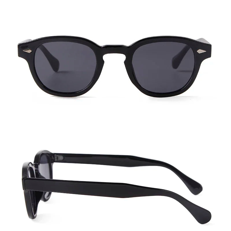 JNPCXI Vintage Round Sunglasses Women Men Retro Rivet Blue Gradient Female Sun Glasses UV400