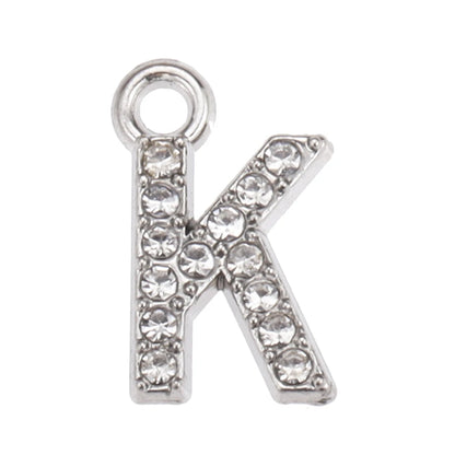 10/26pcs Silver Color Alloy Crystal Mini Alphabet 26 Letter Charms Pendants for Women Necklace Earring Jewelry Accessories - 