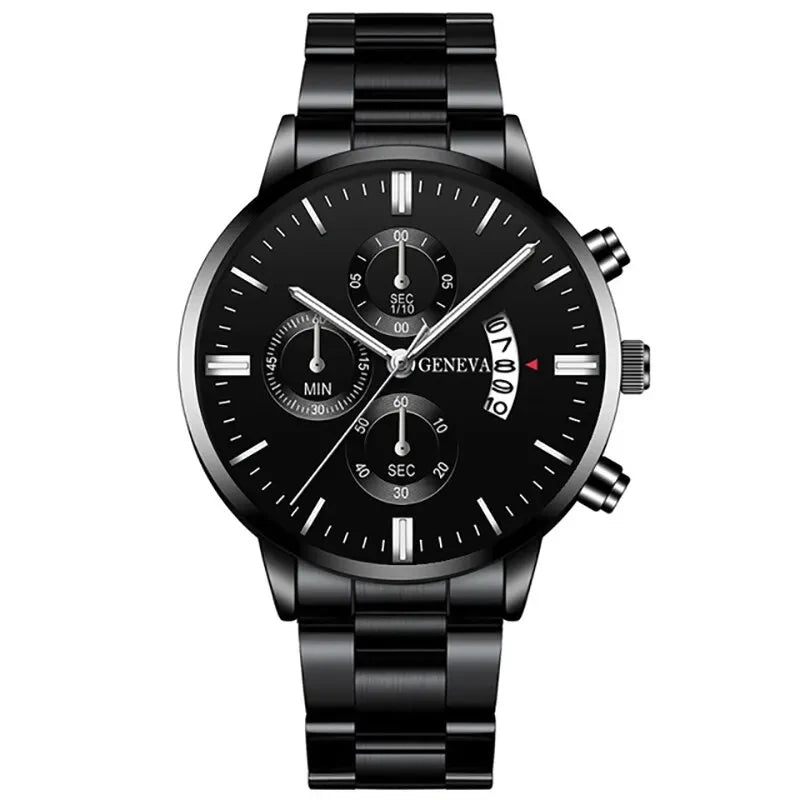 Fashion Men Stainless Steel Watch Luxury Calendar Quartz Wrist Watch Mens Business Watches for Man Clock Montre Homme - Other