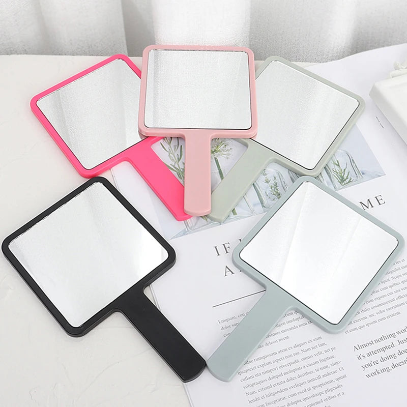 1PC Eyelash Extension Handheld Makeup Mirror Square Makeup Vanity Mirror with Handle Hand Mirror SPA Salon Compact Mirrors