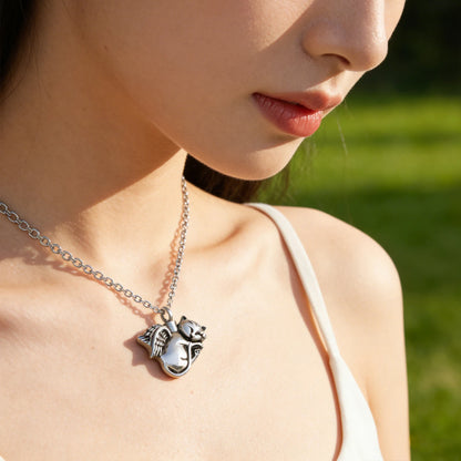 Pet Cremation Jewelry for Ashes Memorial Ash Jewelry Keepsake Angel Cat Urn Pendants for Animal Ashes Necklace