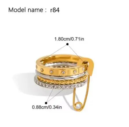 Fashion Simple Stainless Steel Rings For Women Gold Color Smooth Geometric Open Rings Arc Rings Diamonds Jewellery Ring Gift 