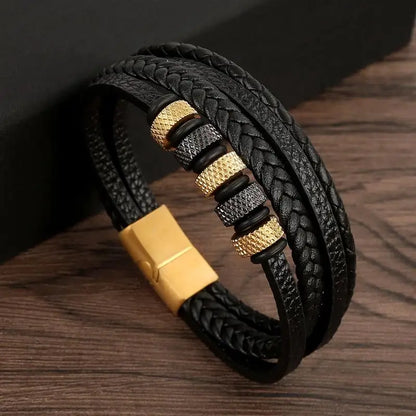 Classic Men's Leather Bracelet New Style Hand-woven Multi-layer Combination Accessory Fashion Man Jewelry