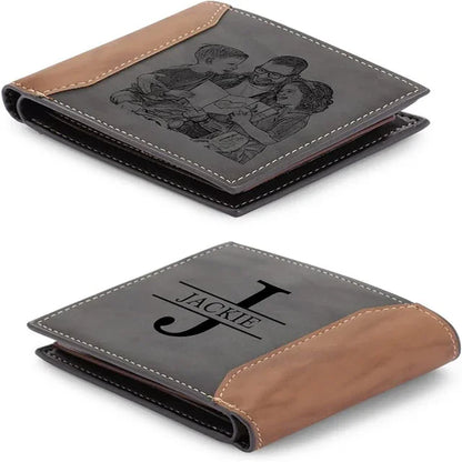Custom Name Picture Card Holder Wallet Anniversary Birthday Gifts for Men Gift for Husband Father's Day Bifold Wallet - Photo