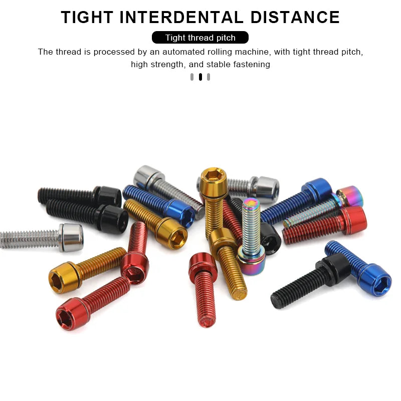 6pcs/set Bicycle Handlebar Screws M5*18MM Titanium-plated Colorful Steel MTB Bike Handle Bar Stem Riser Bottle Holder Bolts