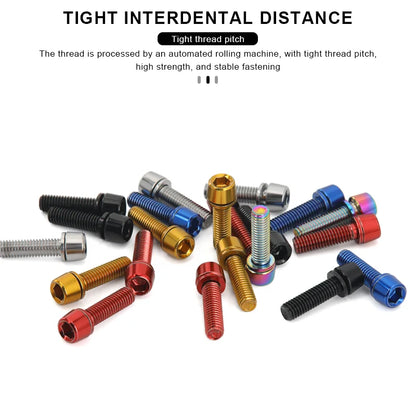 6pcs/set Bicycle Handlebar Screws M5*18MM Titanium-plated Colorful Steel MTB Bike Handle Bar Stem Riser Bottle Holder Bolts