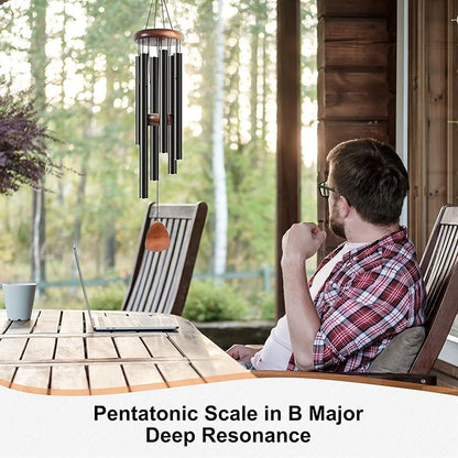 Classic 26 Inch Aluminum Pipe Wind Chimes With Wooden Hanging Tag Farmhouses Terraces Gardens Balcony Corridor Decoration