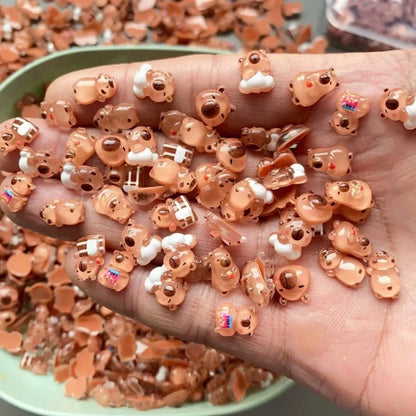 100pcs Mini Capybara Miniatures, Animal Figurines Fairy Garden Home Desk Ornament, Micro Landscape Diy Craft Decoration