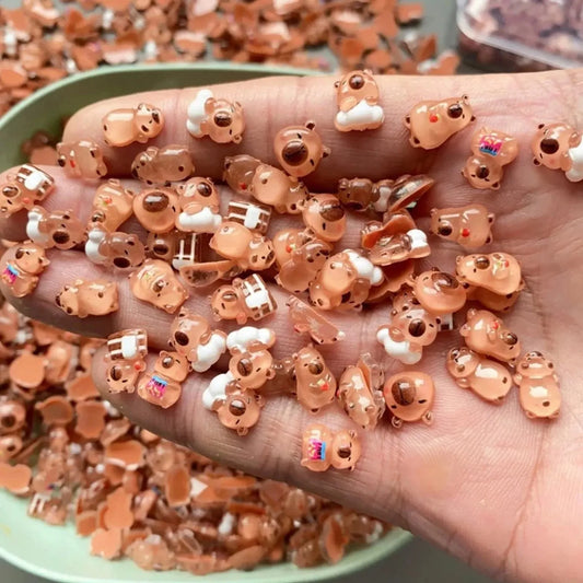 100pcs Mini Capybara Miniatures, Animal Figurines Fairy Garden Home Desk Ornament, Micro Landscape Diy Craft Decoration