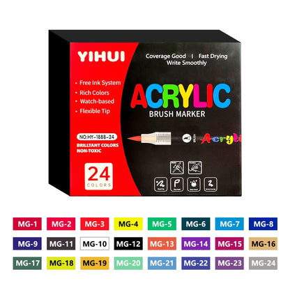 12/24/36/48/60 Colors Acrylic Paint Pens Markers Brush Tip Paint Markers For Rock Painting Wood Stone Glass Gift DIY Crafts -