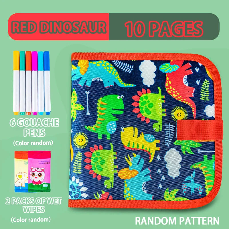 Erasable Doodle Book for KidsToddlers Toys Reusable Drawing Pads with 12 Watercolor Pens Preschool Toy Trip Writing Painting 