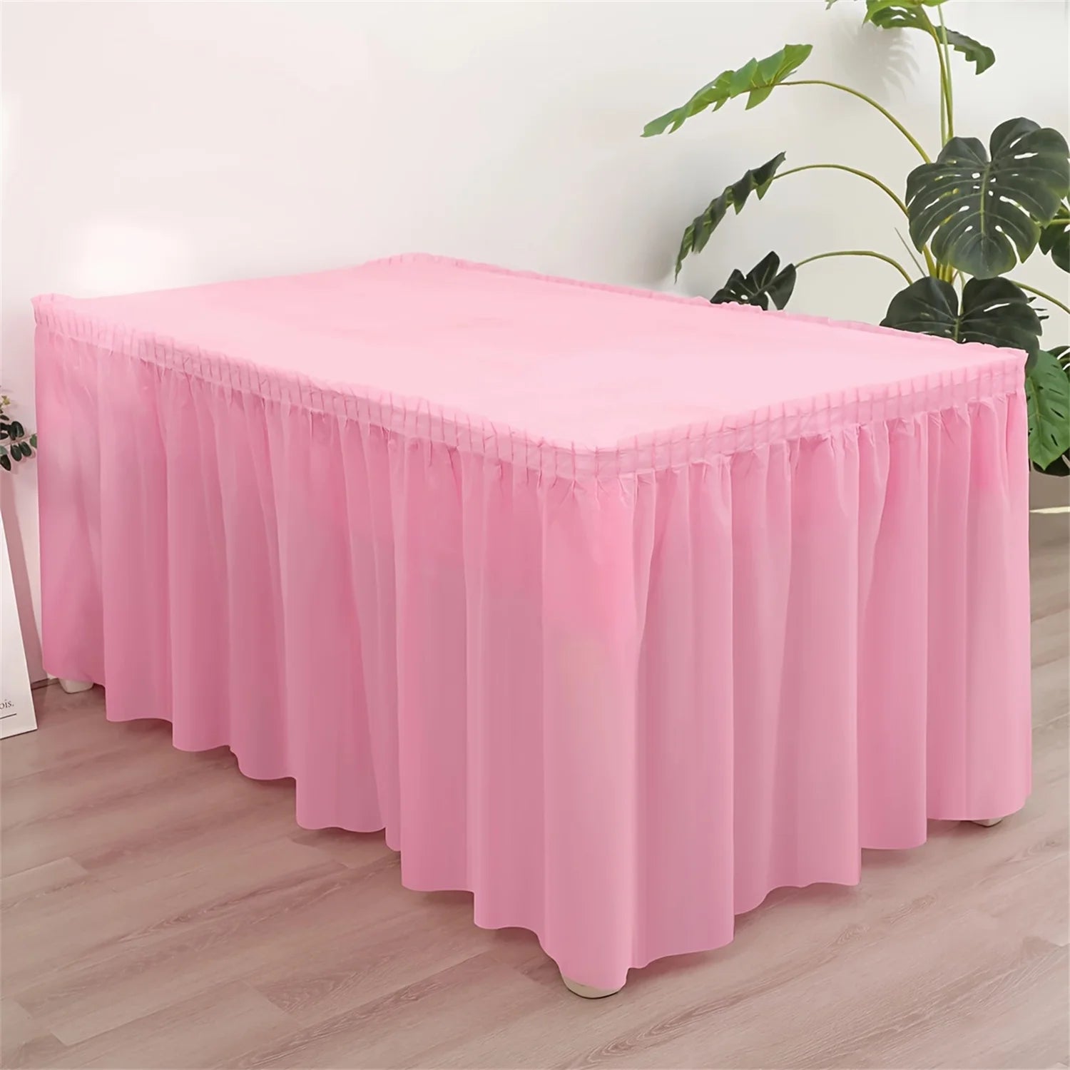 2pcs Tablecloth Set Disposable Solid Color Table Cover Table Skirts Rectangular Paper Table Covers With Long Skirting For Par