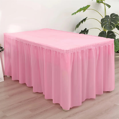 2pcs Tablecloth Set Disposable Solid Color Table Cover Table Skirts Rectangular Paper Table Covers With Long Skirting For Par