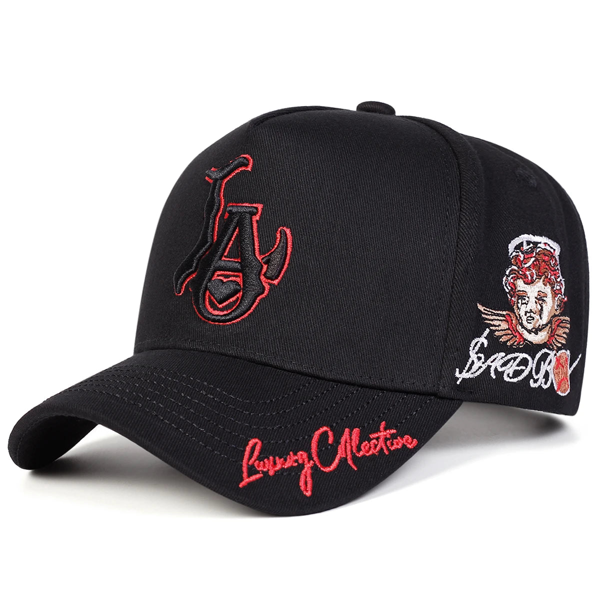 Unisex LA Love Embroidery Baseball Caps Spring Autumn Outdoor Adjustable Casual Hats Sunscreen Hat Sports Cap - Black