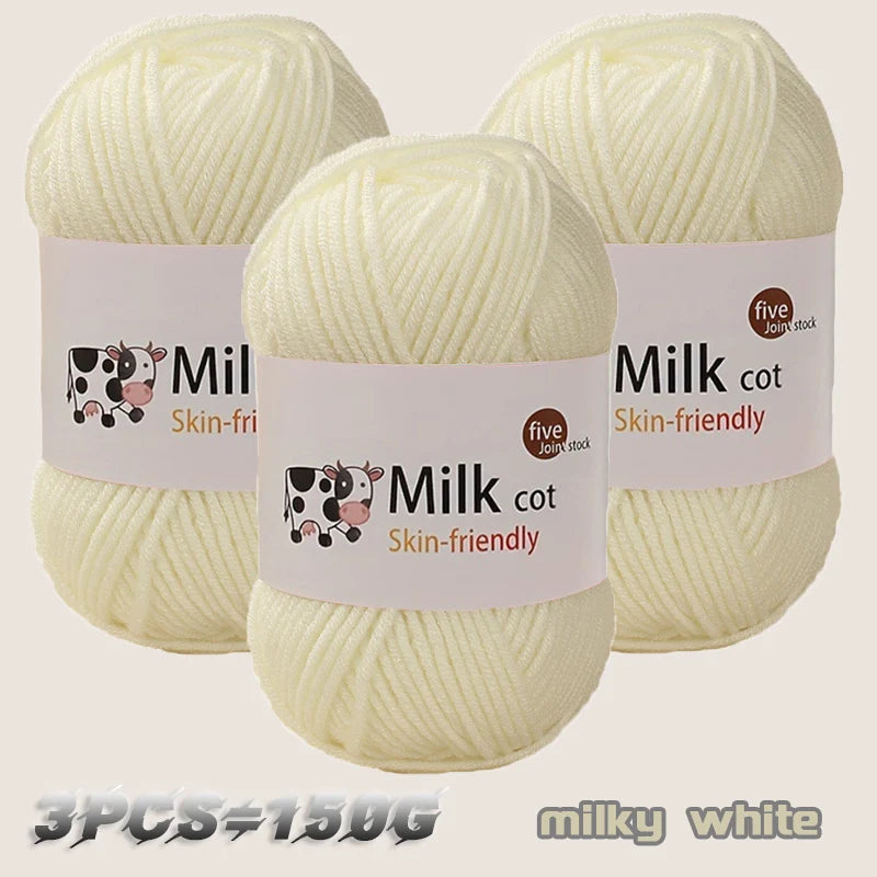 150g milk yarn handmade medium coarse DIY weaving yarn ball for knitting sweaters, hats, scarves and other clothing - 01