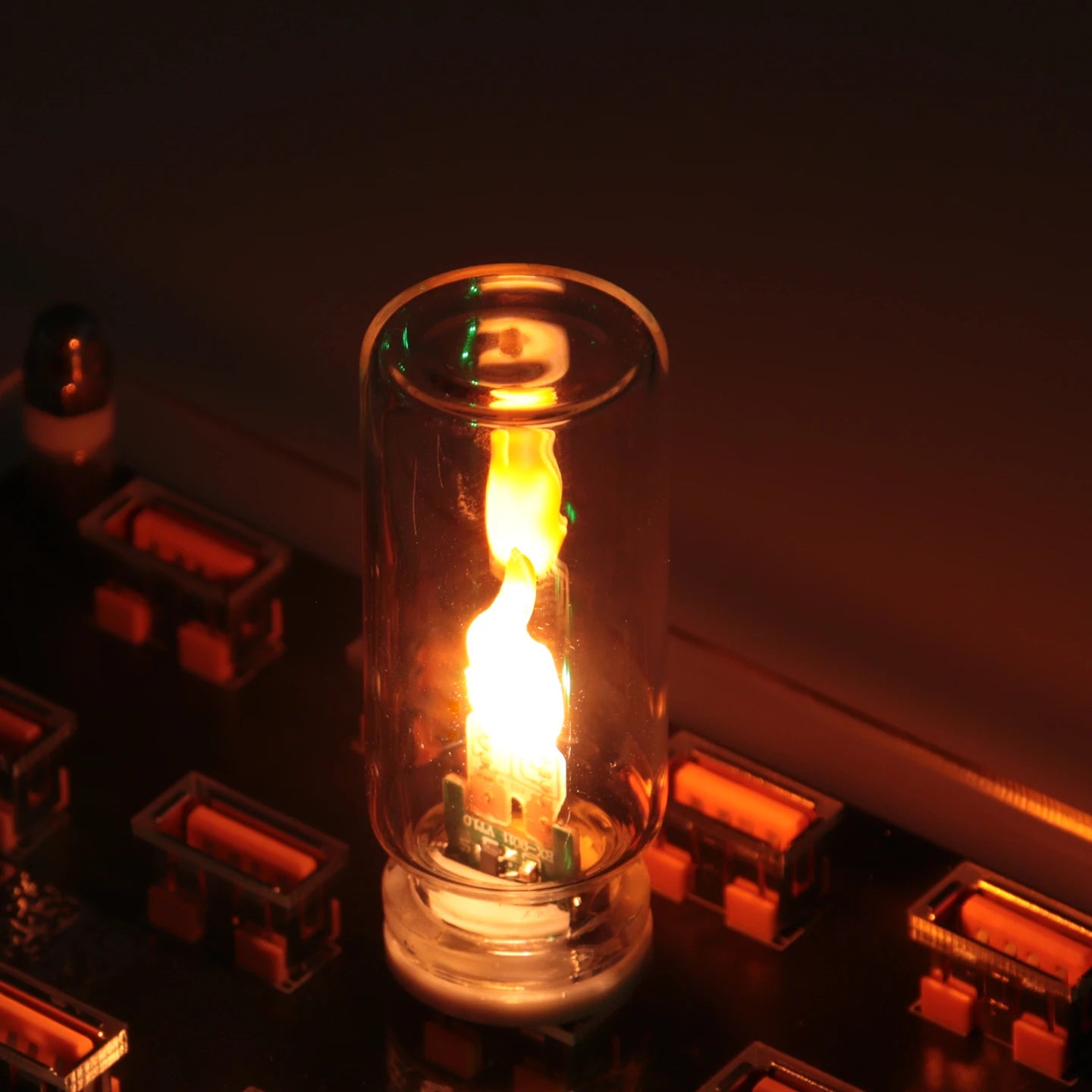 USB Flame Flickering LED Frosted Clear Glass Candle Night Light Simulated Flame